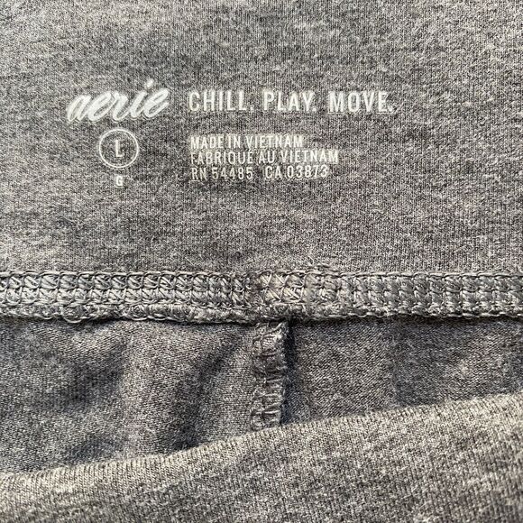 Aerie Grey Chill. Play. Move. Leggings with Extra Wide Waist for Comfort, Sz L - Picture 4 of 5